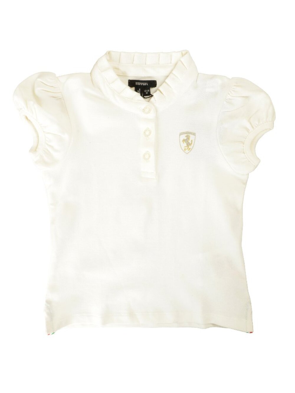 Scuderia Ferrari Girl White Short Sleeve Piquet Polo sz 12/18 M